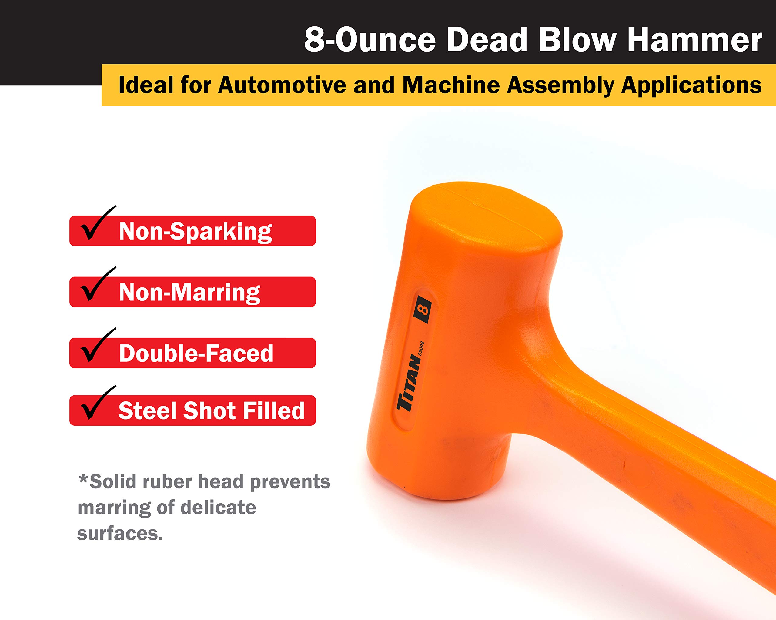 Titan 63008 8oz Dead Blow Hammer with Steel Shot Filled Head